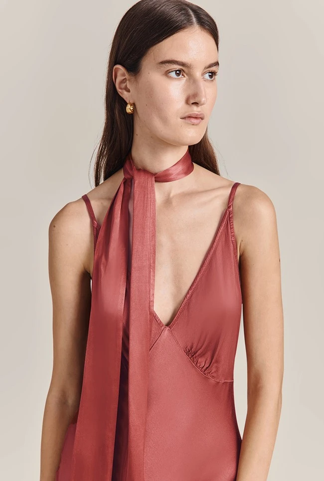 Alice Satin Scarf Dark Caramel Alice Satin Scarf Dark Caramel -Ghost Store A07G001 D34 29666 650px