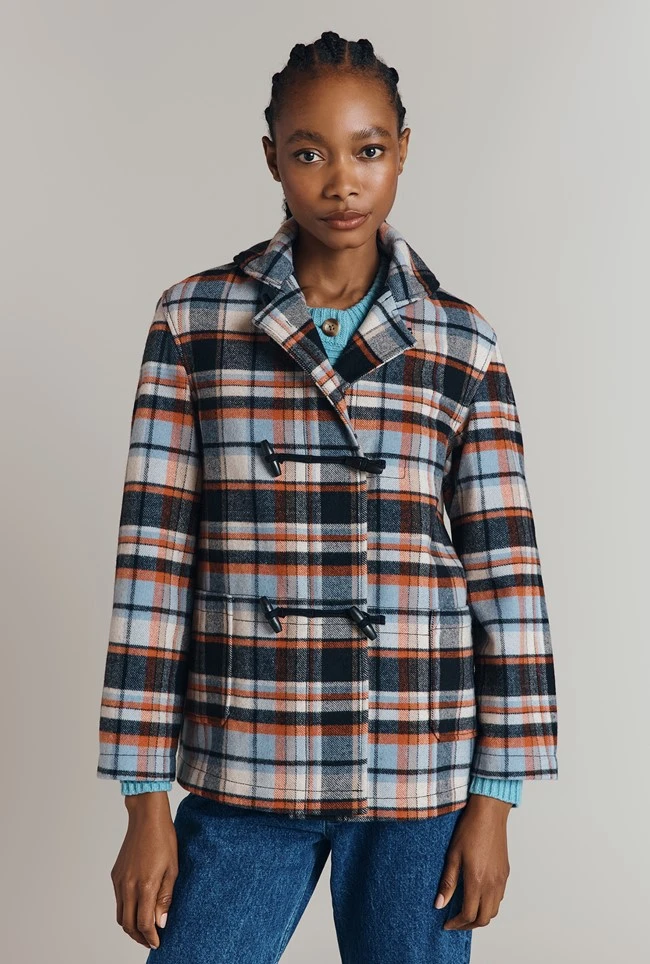 Daphne Checkered Wool Blend Duffle Jacket Daphne Checkered Wool Blend Duffle Jacket -Ghost Store C09G001 Z36 32448 650px