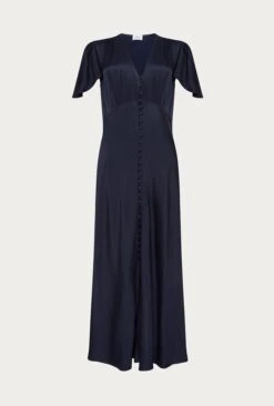 Grace Satin Midi Dress Navy -Ghost Store D04G010 K10 24129 650px 964px