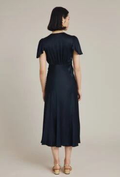 Grace Satin Midi Dress Navy -Ghost Store D04G010 K10 24134 650px 964px
