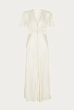 Grace Satin Midi Dress Ivory -Ghost Store D04G010 M12 24148 650px 964px