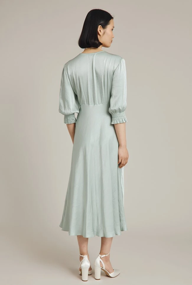 Elle Satin Midi Dress Dusty Green Elle Satin Midi Dress Dusty Green -Ghost Store D04G019 J29 24231 650px