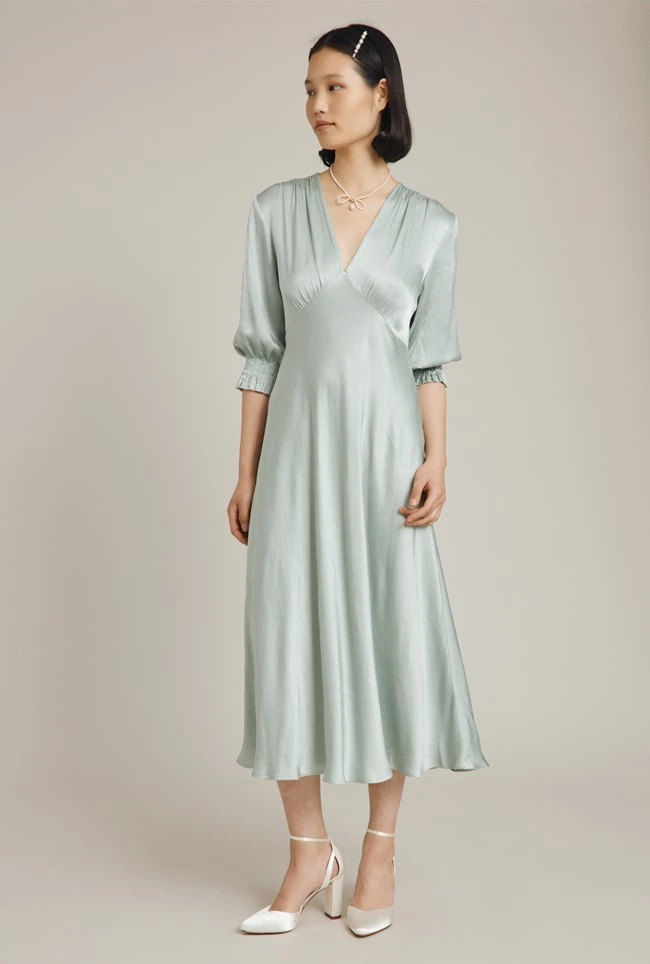 Elle Satin Midi Dress Dusty Green Elle Satin Midi Dress Dusty Green -Ghost Store D04G019 J29 24233 650px