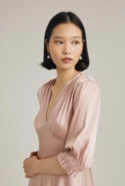 Elle Satin Midi Dress Boudoir Pink -Ghost Store D04G019 N27 24244 650px 964px