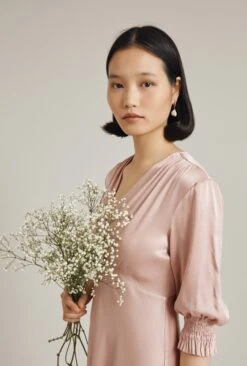 Elle Satin Midi Dress Boudoir Pink -Ghost Store D04G019 N27 24245 650px 964px