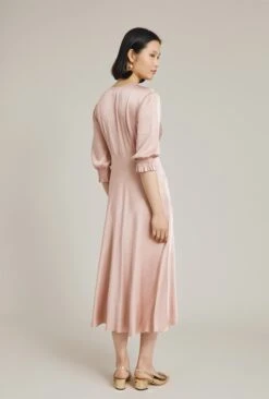 Elle Satin Midi Dress Boudoir Pink -Ghost Store D04G019 N27 24246 650px 964px