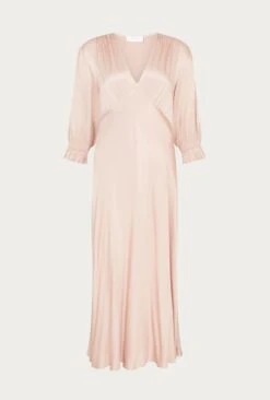 Elle Satin Midi Dress Boudoir Pink -Ghost Store D04G019 N27 24247 650px 964px