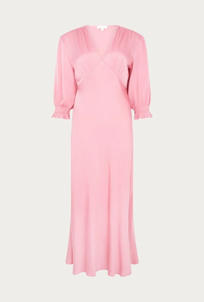 Elle Satin Midi Dress Light Pink Elle Satin Midi Dress Light Pink -Ghost Store D04G019A H44 26514 650px