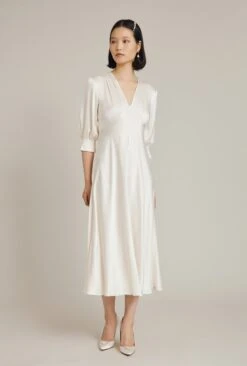 Elle Satin Midi Dress Ivory -Ghost Store D04G019A M12 27481 650px 964px