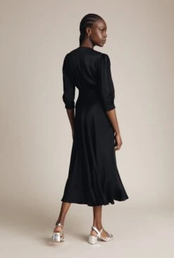 Madison Satin Midi Dress Black -Ghost Store D05G001 A01 25308 650px 964px