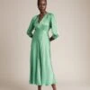Madison Satin Midi Dress Jade