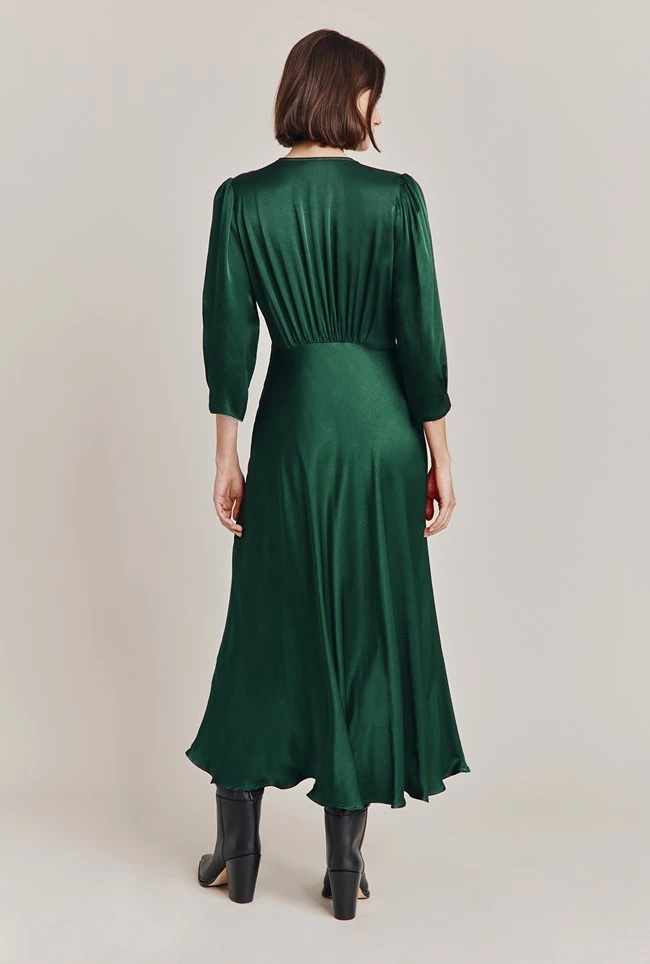 Madison Satin Midi Dress Dark Green Madison Satin Midi Dress Dark Green -Ghost Store D05G001A J13 28718 650px