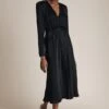 Meryl Satin Midi Dress Black