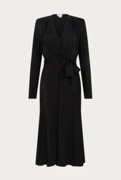 Meryl Satin Midi Dress Black -Ghost Store D05G002 A01 25851 650px 964px