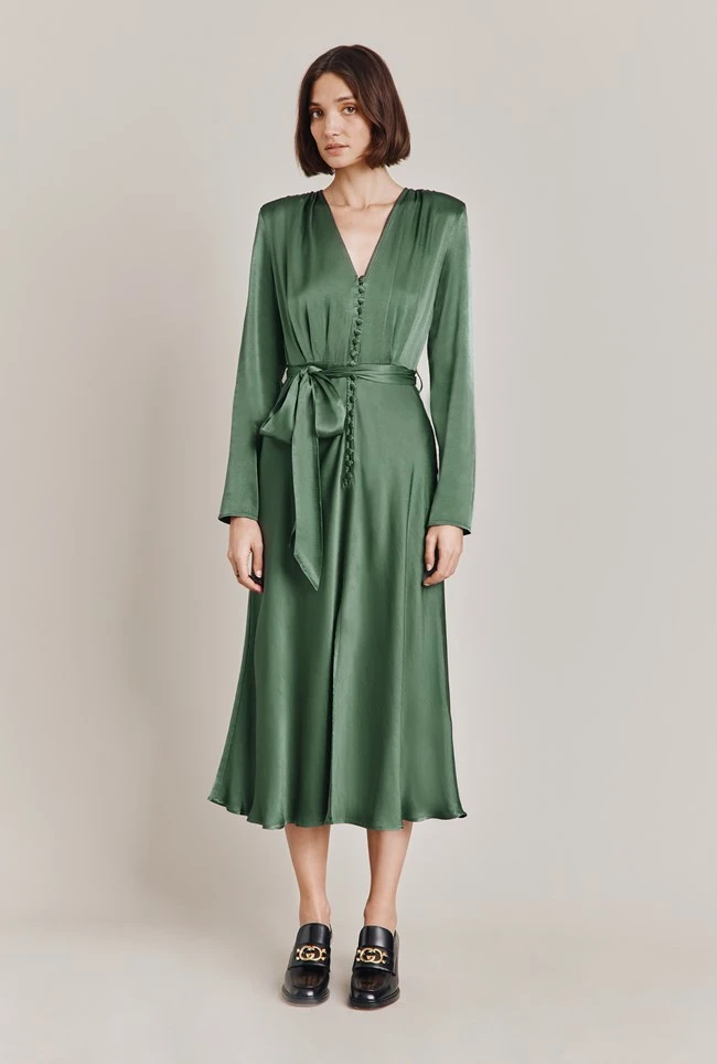 Meryl Satin Midi Dress Fir Meryl Satin Midi Dress Fir -Ghost Store D05G002A J77 28754 650px