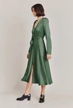 Meryl Satin Midi Dress Fir 4 Meryl Satin Midi Dress Fir -Ghost Store D05G002A J77 28755 650px 964px