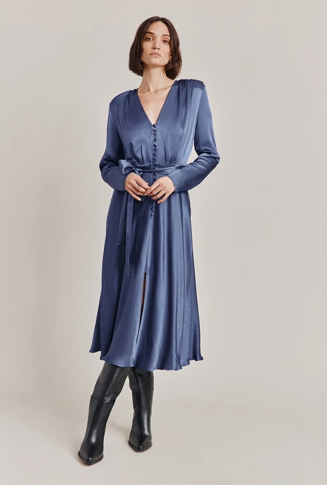 Meryl Satin Midi Dress Dark Blue Meryl Satin Midi Dress Dark Blue -Ghost Store D05G002A K06 28764 650px