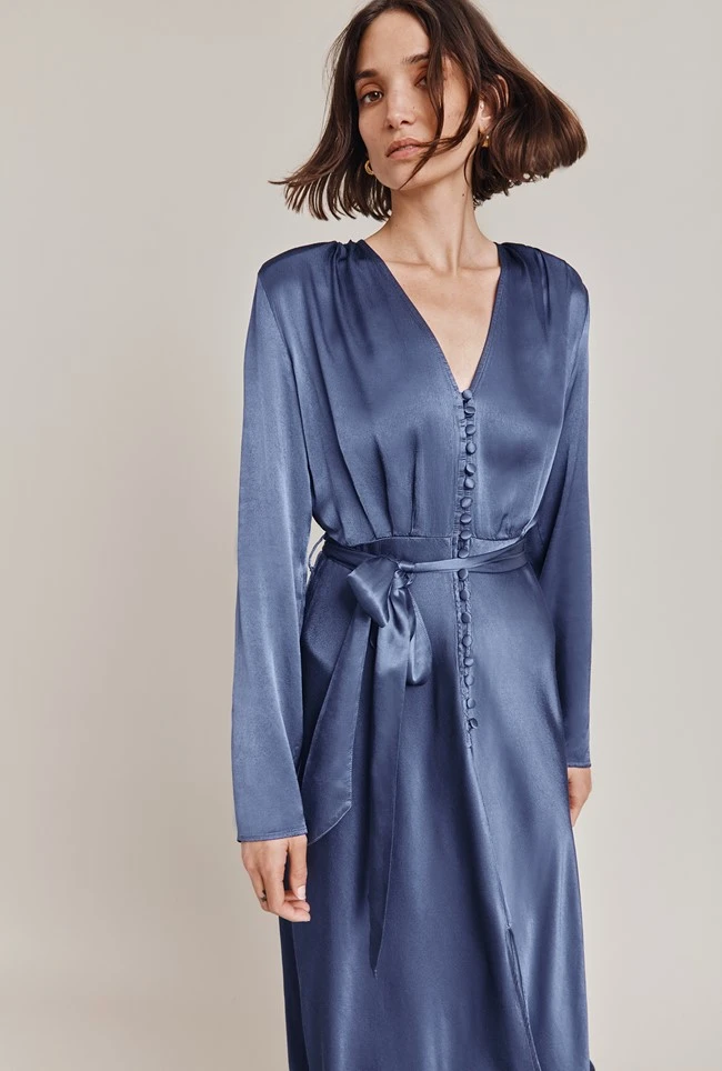 Meryl Satin Midi Dress Dark Blue Meryl Satin Midi Dress Dark Blue -Ghost Store D05G002A K06 28766 650px