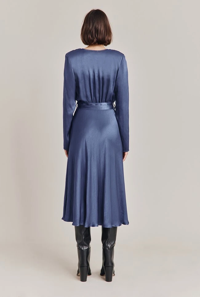 Meryl Satin Midi Dress Dark Blue Meryl Satin Midi Dress Dark Blue -Ghost Store D05G002A K06 28767 650px