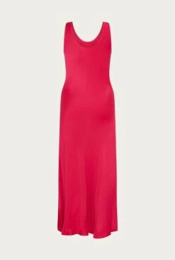 Palm Hot Pink Satin Slip Midi Dress Hot Pink -Ghost Store D05G003 H38 25605 650px 964px