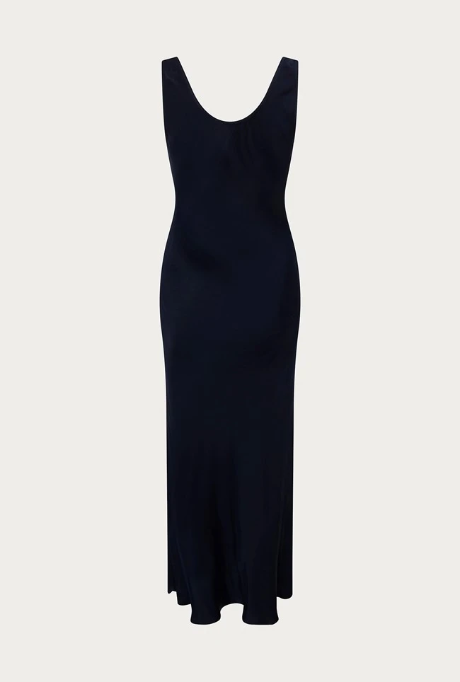 Palm Satin Slip Midi Dress Navy Palm Satin Slip Midi Dress Navy -Ghost Store D05G003 K10 24927 650px