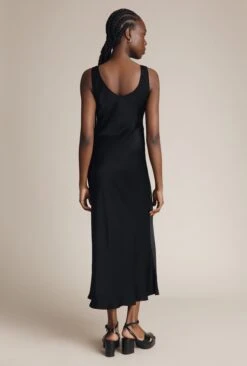 Palm Satin Slip Midi Dress Black -Ghost Store D05G003A A01 29026 650px 964px
