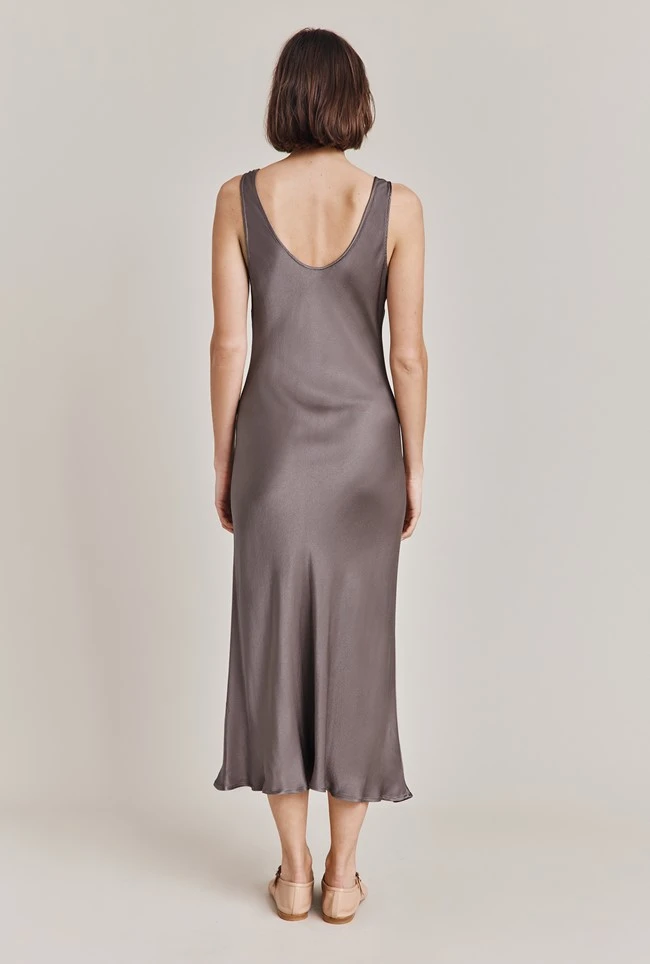 Palm Satin Slip Midi Dress Grey Palm Satin Slip Midi Dress Grey -Ghost Store D05G003A B03 28742 650px