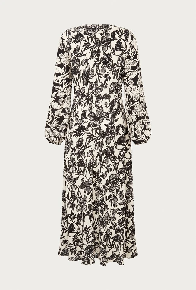 Belle Crepe Midi Dress Graphic Floral Belle Crepe Midi Dress Graphic Floral -Ghost Store D05G008 Z04 24961 650px