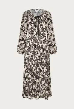 Belle Crepe Midi Dress Graphic Floral 2 Belle Crepe Midi Dress Graphic Floral -Ghost Store D05G008 Z04 24962 650px 964px