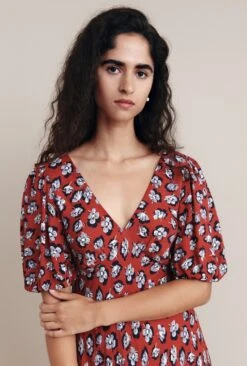 Annie Crepe Midi Dress Red Floral -Ghost Store D05G021 Z14 25719 650px 964px