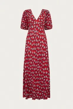 Annie Crepe Midi Dress Red Floral -Ghost Store D05G021 Z14 25721 650px 964px