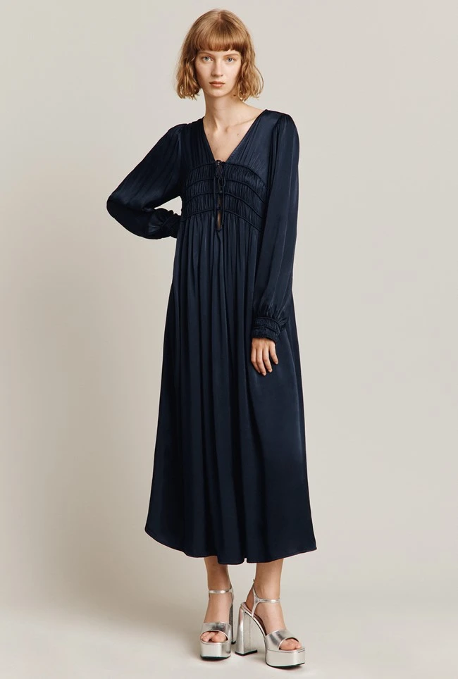 Violet Satin Midi Dress Navy Violet Satin Midi Dress Navy -Ghost Store D05G026 K10 26253 650px