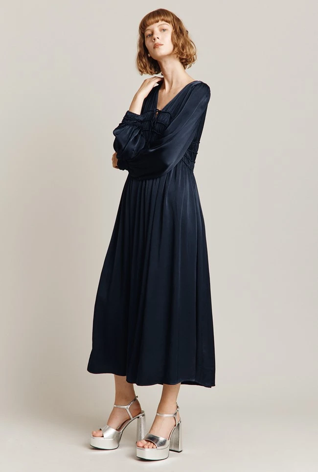 Violet Satin Midi Dress Navy Violet Satin Midi Dress Navy -Ghost Store D05G026 K10 26254 650px