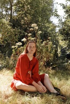 Rose Crepe Midi Dress Red 2 Rose Crepe Midi Dress Red -Ghost Store D05G039 G01 25619 650px 964px