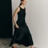 Callie Satin Maxi Dress Black