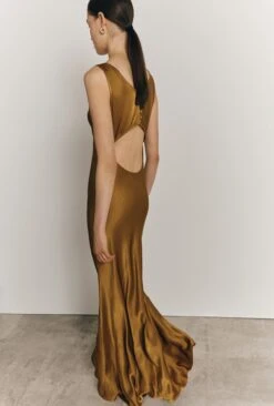 Ada Satin Maxi Dress Olive 3 Ada Satin Maxi Dress Olive -Ghost Store D05G075 J17 27086 650px 964px