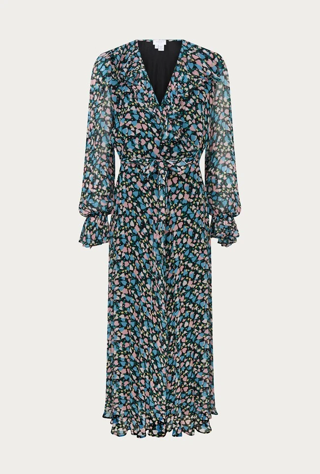 Su Georgette Midi Dress Black Heart Print Su Georgette Midi Dress Black Heart Print -Ghost Store D06G001 Z10 26478 650px