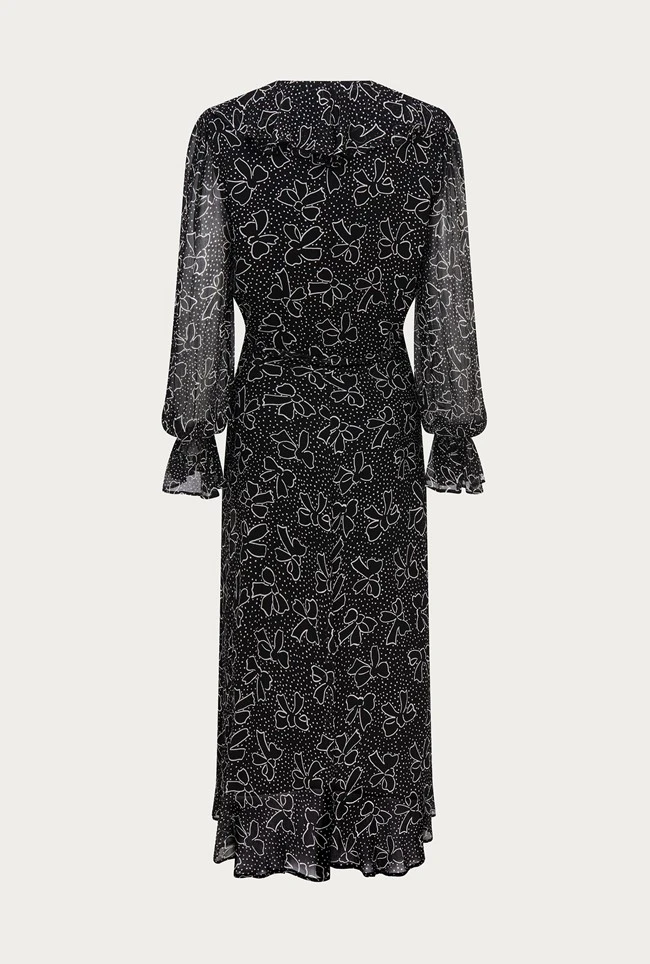 Su Georgette Maxi Dress Black Velvet Bows Su Georgette Maxi Dress Black Velvet Bows -Ghost Store D06G001A Z27 26471 650px