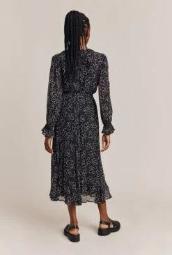 Su Georgette Maxi Dress Black Velvet Bows 3 Su Georgette Maxi Dress Black Velvet Bows -Ghost Store D06G001A Z27 26981 650px 964px