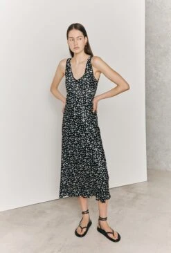Palm Black Spot Slip Midi Dress Black Spot -Ghost Store D06G005 Z14 27080 650px 964px