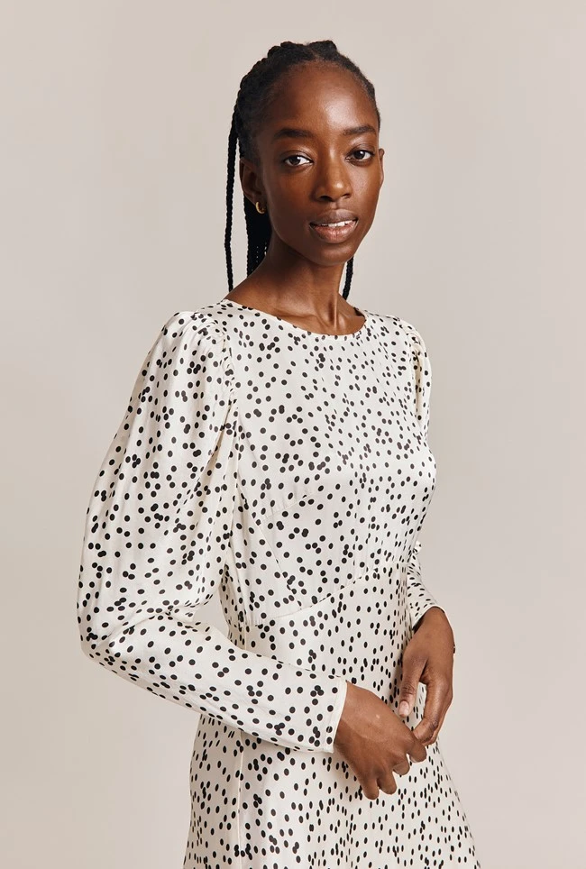 Rosaleen Satin Midi Dress Afterglow Spot Rosaleen Satin Midi Dress Afterglow Spot -Ghost Store D06G006 Z15 27196 650px