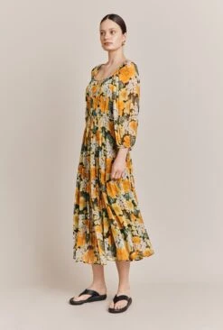 Pandora Georgette Midi Dress Green Hydrangea 2 Pandora Georgette Midi Dress Green Hydrangea -Ghost Store D06G015A Z21 27411 650px 964px