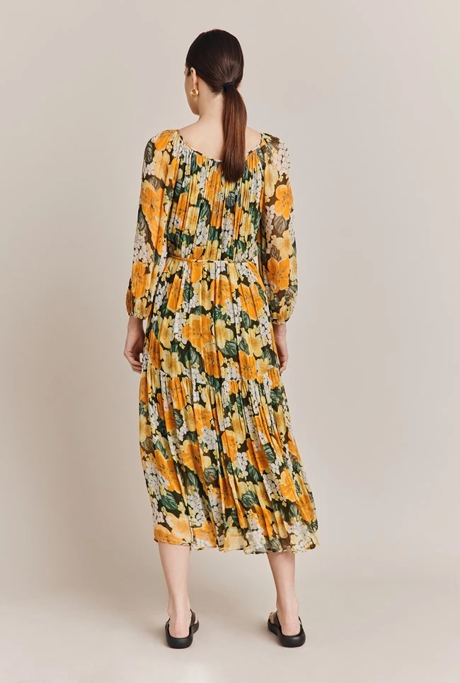 Pandora Georgette Midi Dress Green Hydrangea Pandora Georgette Midi Dress Green Hydrangea -Ghost Store D06G015A Z21 27413 650px