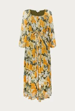 Pandora Georgette Midi Dress Green Hydrangea 4 Pandora Georgette Midi Dress Green Hydrangea -Ghost Store D06G015A Z21 27414 650px 964px