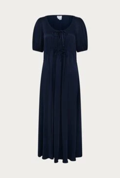 Morella Satin Midi Dress Navy -Ghost Store D06G020 K10 27238 650px 964px