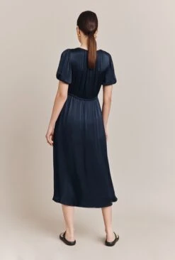 Morella Satin Midi Dress Navy -Ghost Store D06G020 K10 27242 650px 964px