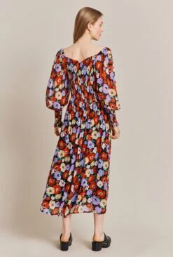 Kristie Crepe Midi Dress Poppy Floral Black -Ghost Store D06G022A Z25 27544 650px 964px