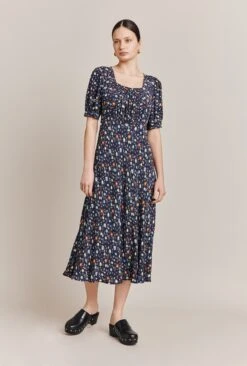 Becca Navy Floral Print Midi Dress Navy Floral -Ghost Store D06G028A Z31 27361 650px 964px