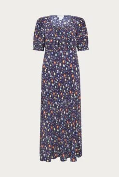 Becca Navy Floral Print Midi Dress Navy Floral -Ghost Store D06G028A Z31 27365 650px 964px
