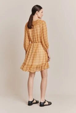 Poppy Gingham Knee Length Dress Orange Gingham -Ghost Store D06G035 Z98 27503 650px 964px